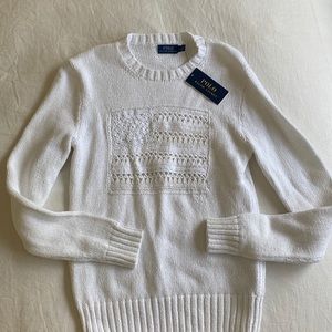 POLO Ralph Lauren White American Flag Sweater